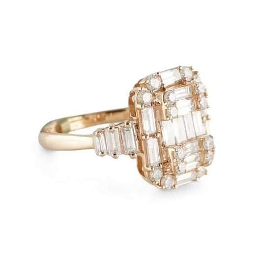14k Rose Gold Square Diamond Ring image 1