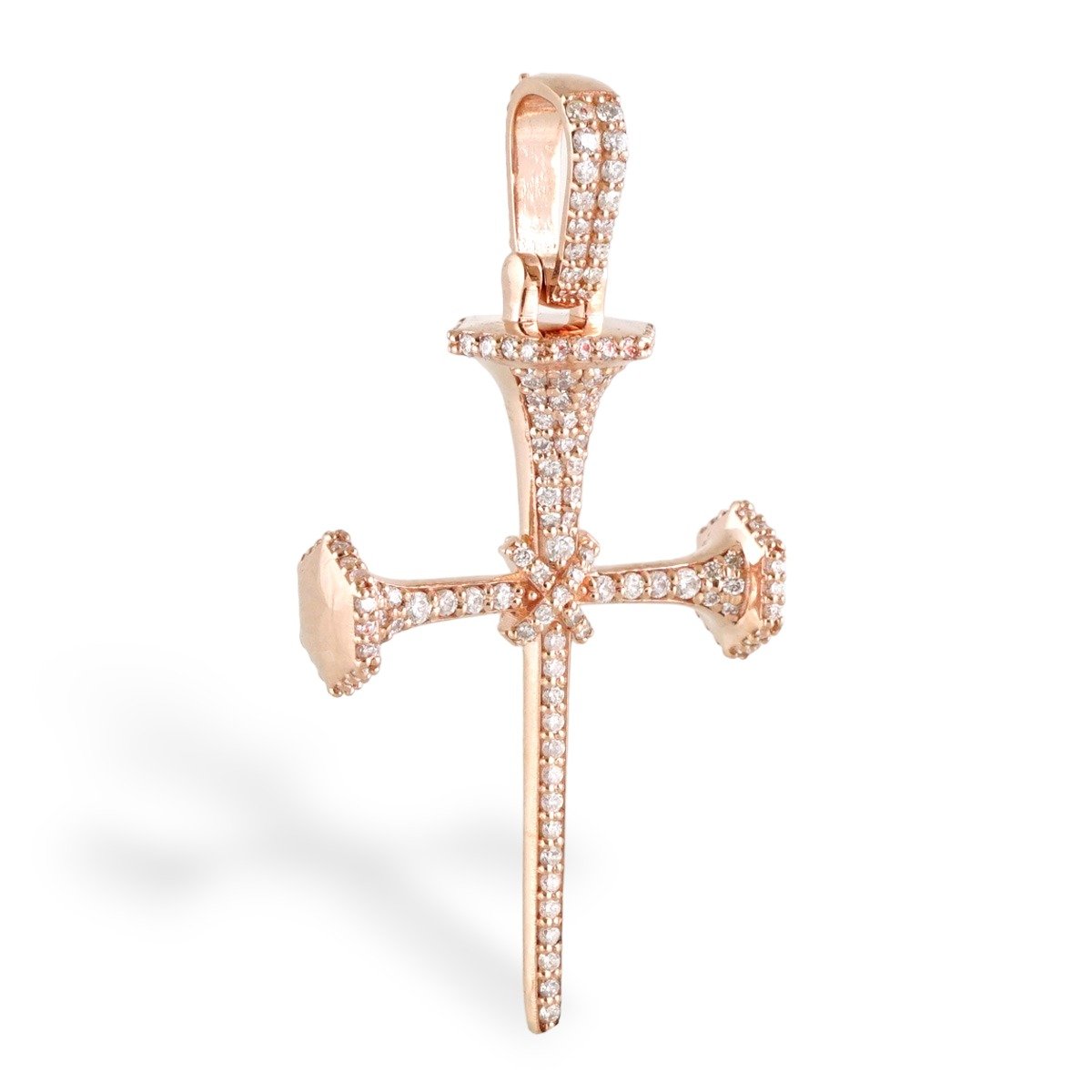 14k Gold Diamond Cross Pendant - Rose image