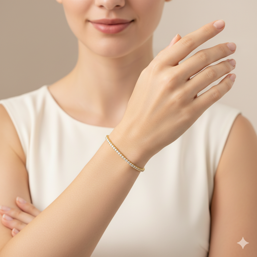 Pulsera de tenis con diamantes en oro de 14 quilates