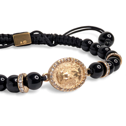 14k Yellow Gold Diamond Jesus Face Thread Bracelet