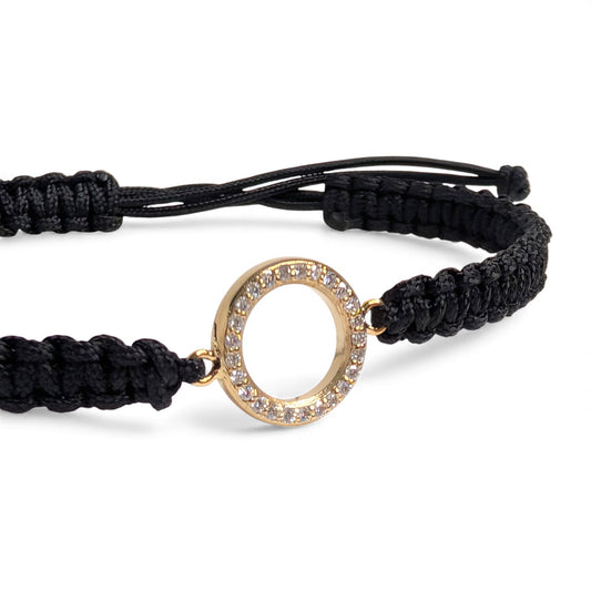 14k Yellow Gold Diamond Round Thread Bracelet