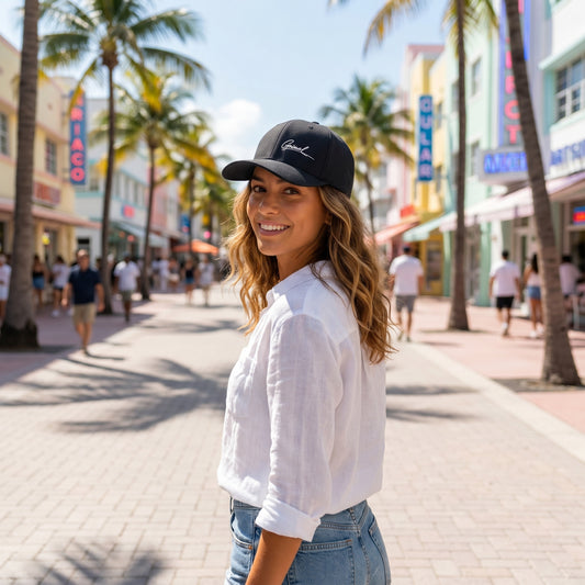 Grimal Small Signature Black Trucker Hat