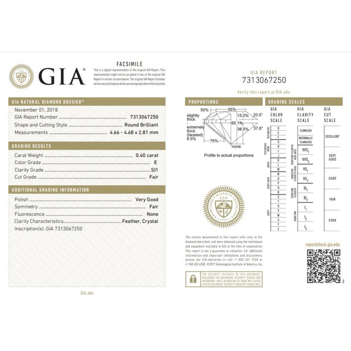 0.40 Carat Round Brilliant Natural Diamond