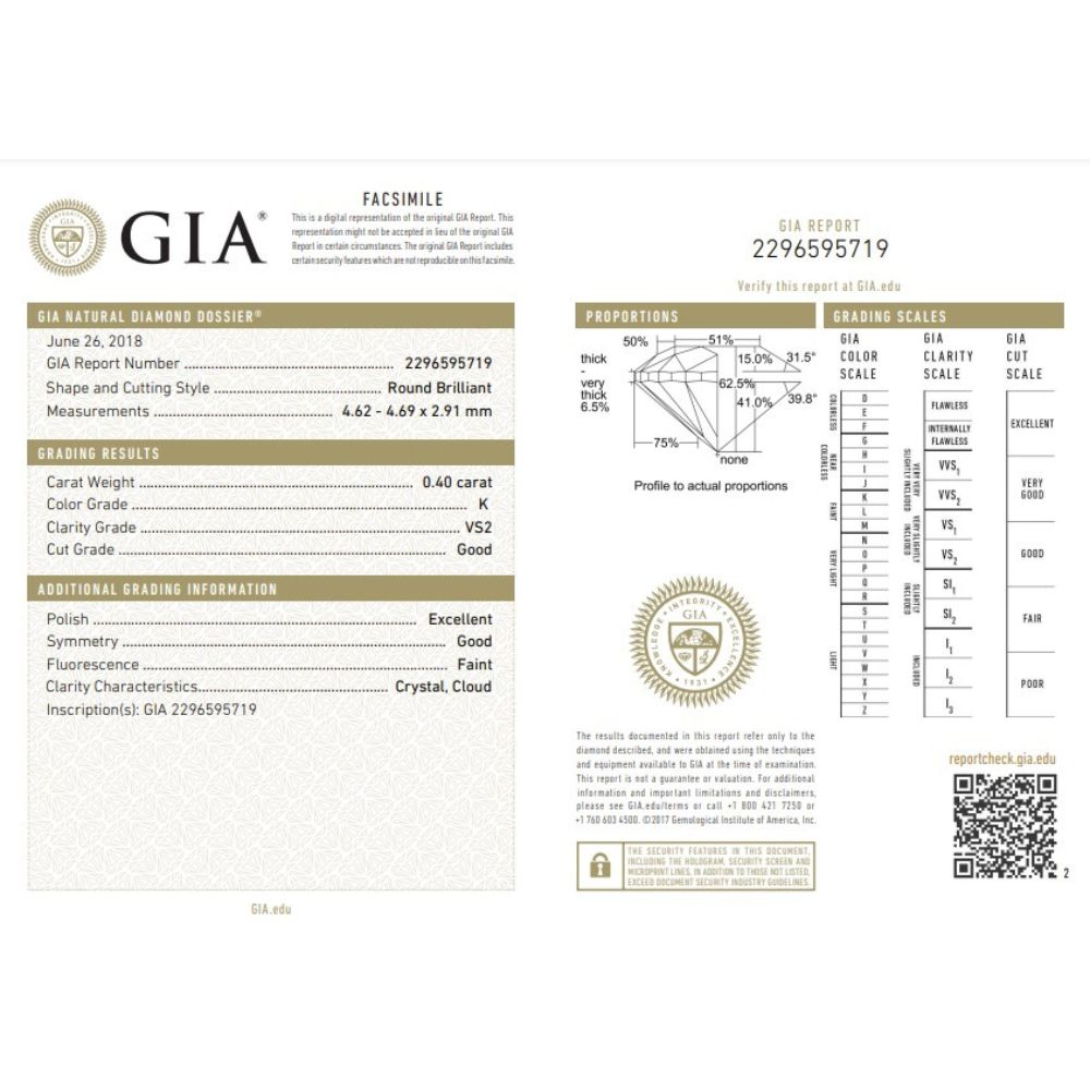 0.40 Carat Round Brilliant Natural Diamond