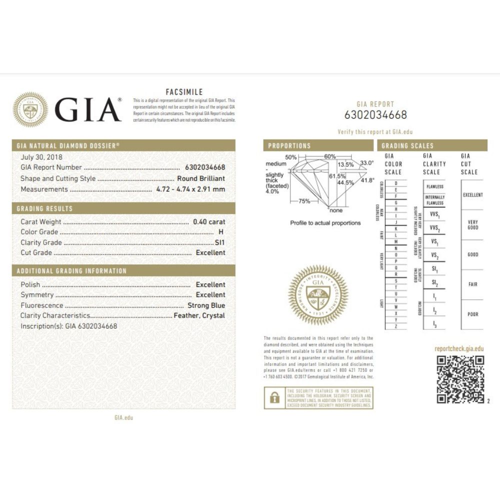 0.42 Carat Round Brilliant Natural Diamond