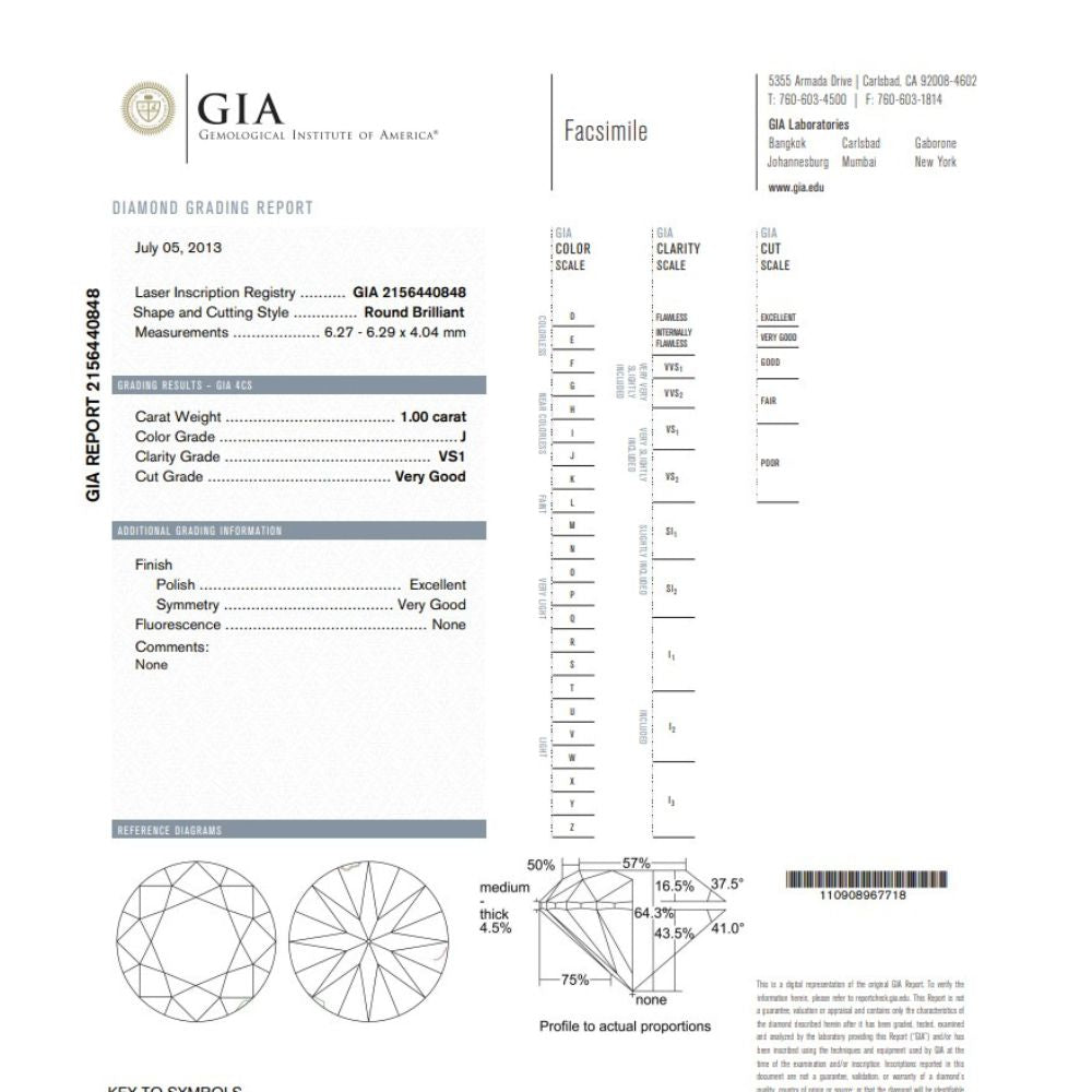 1.00 Carat Round Brilliant Natural Diamond