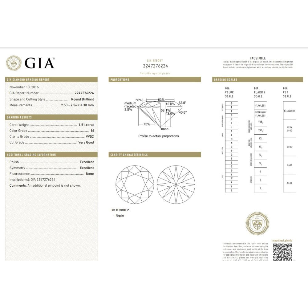 1.51 Carat Round Brilliant Natural Diamond