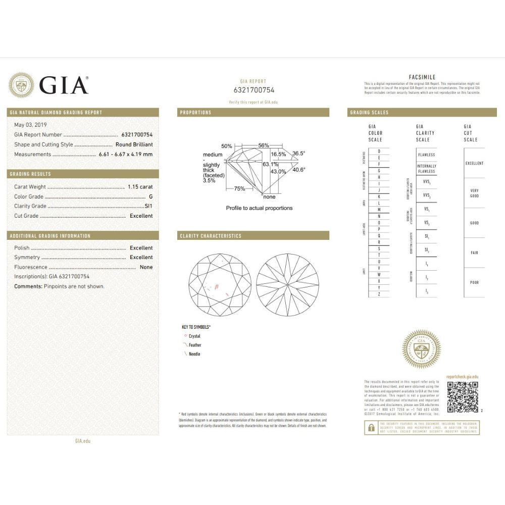 1.15 Carat Round Brilliant Natural Diamond