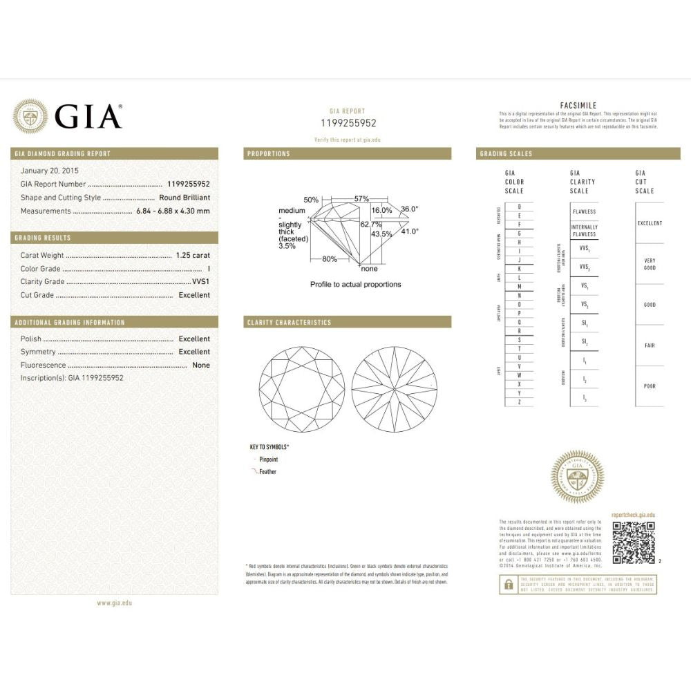 1.25 Carat Round Brilliant Natural Diamond