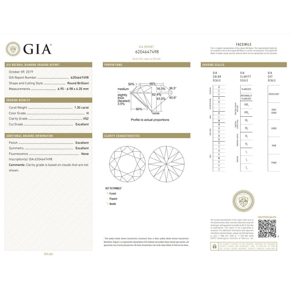 1.30 Carat Round Brilliant Natural Diamond