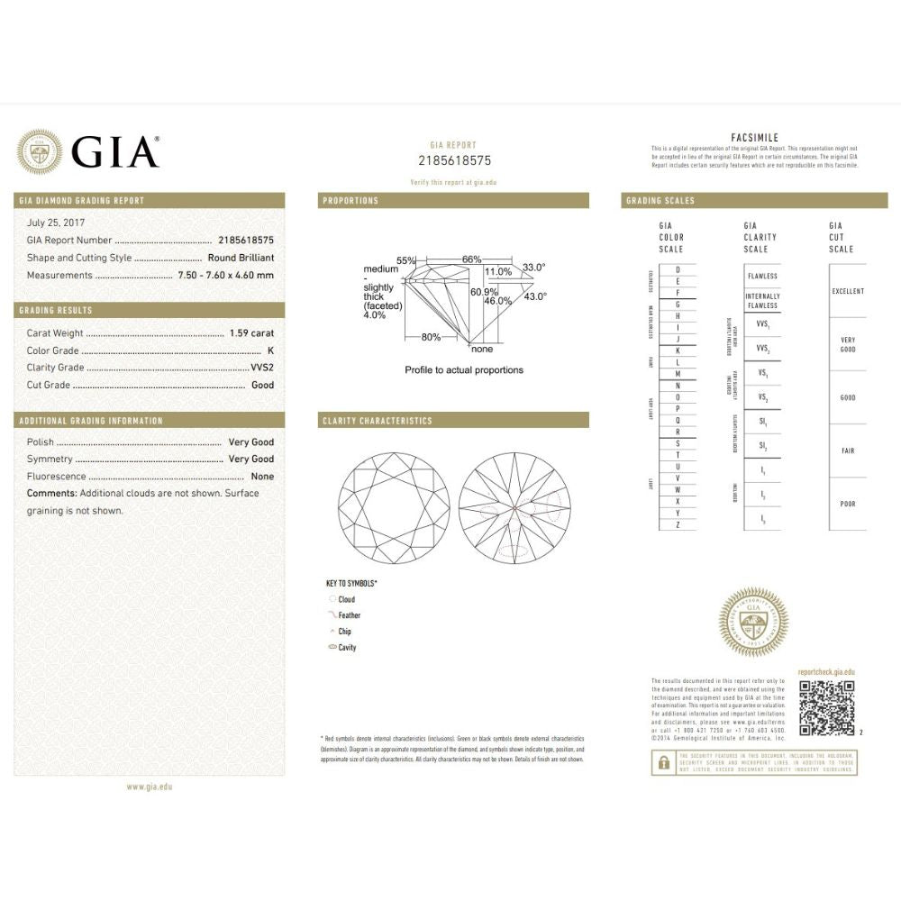 1.59 Carat Round Brilliant Natural Diamond