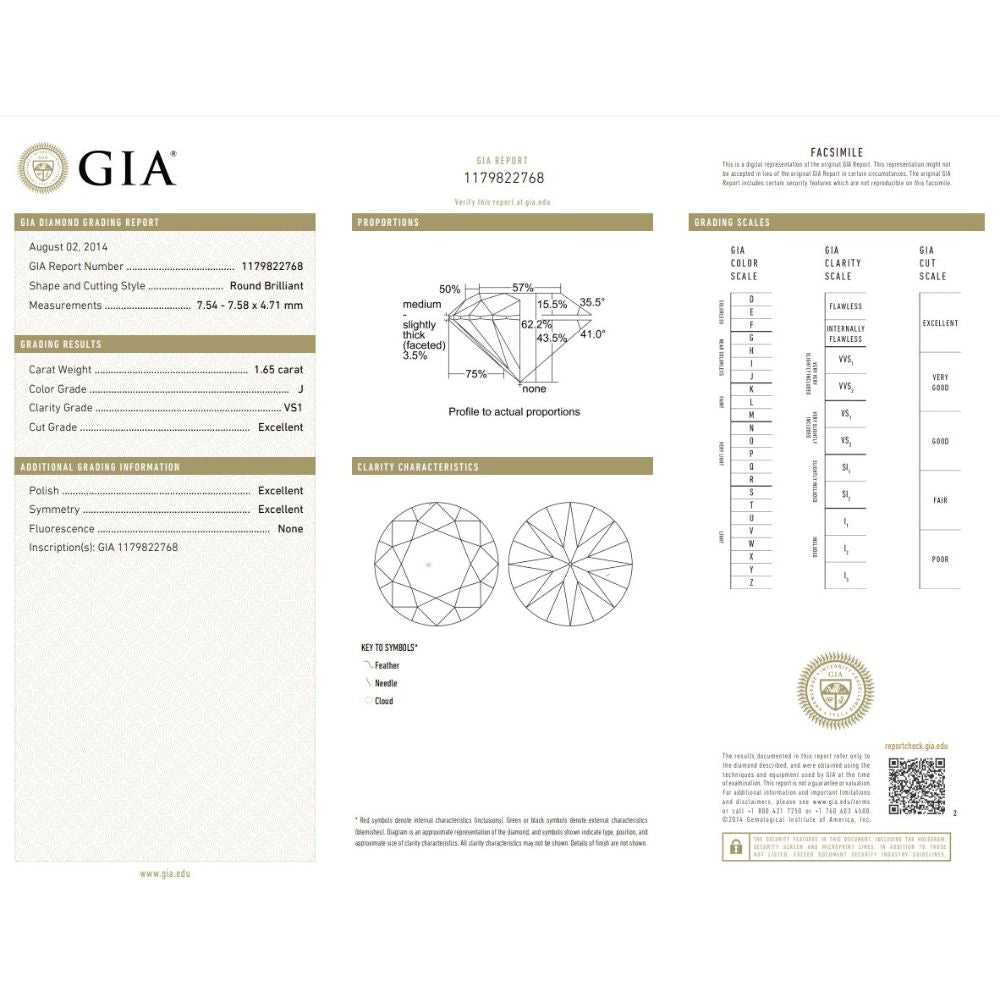 1.65 Carat Round Brilliant Natural Diamond