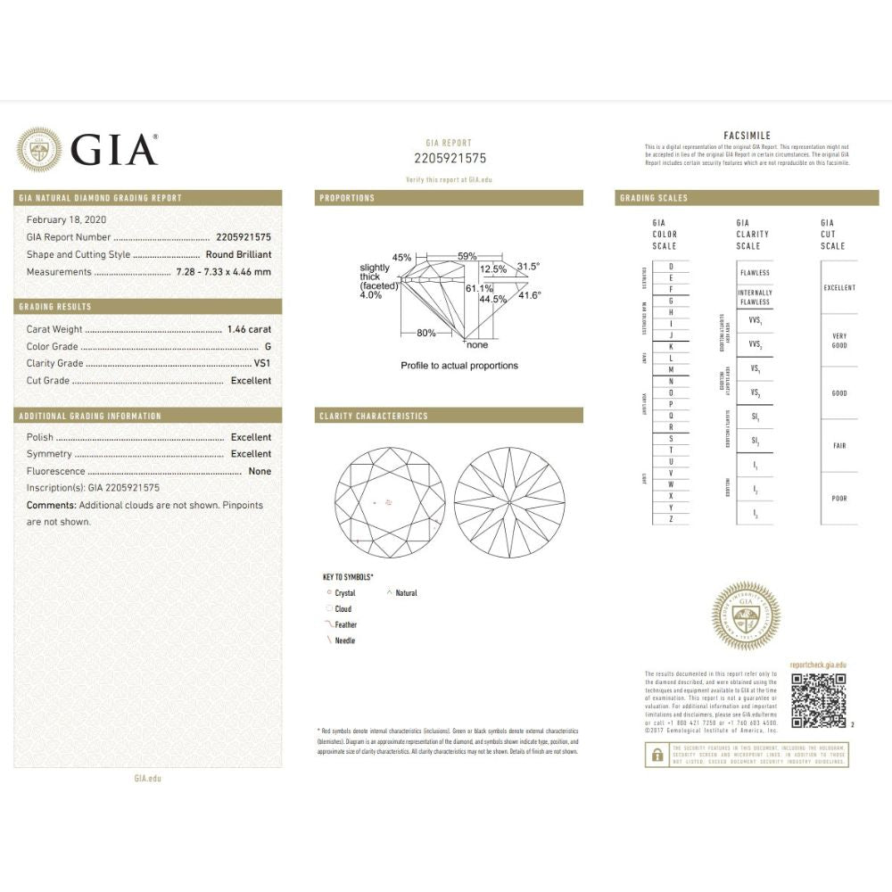 1.46 Carat Round Brilliant Natural Diamond