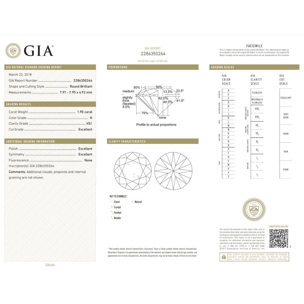 1.90 Carat Round Brilliant Natural Diamond