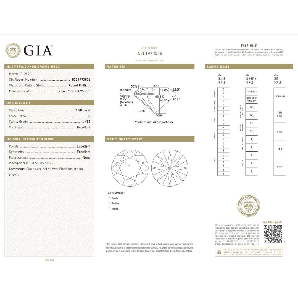 1.80 Carat Round Brilliant Natural Diamond
