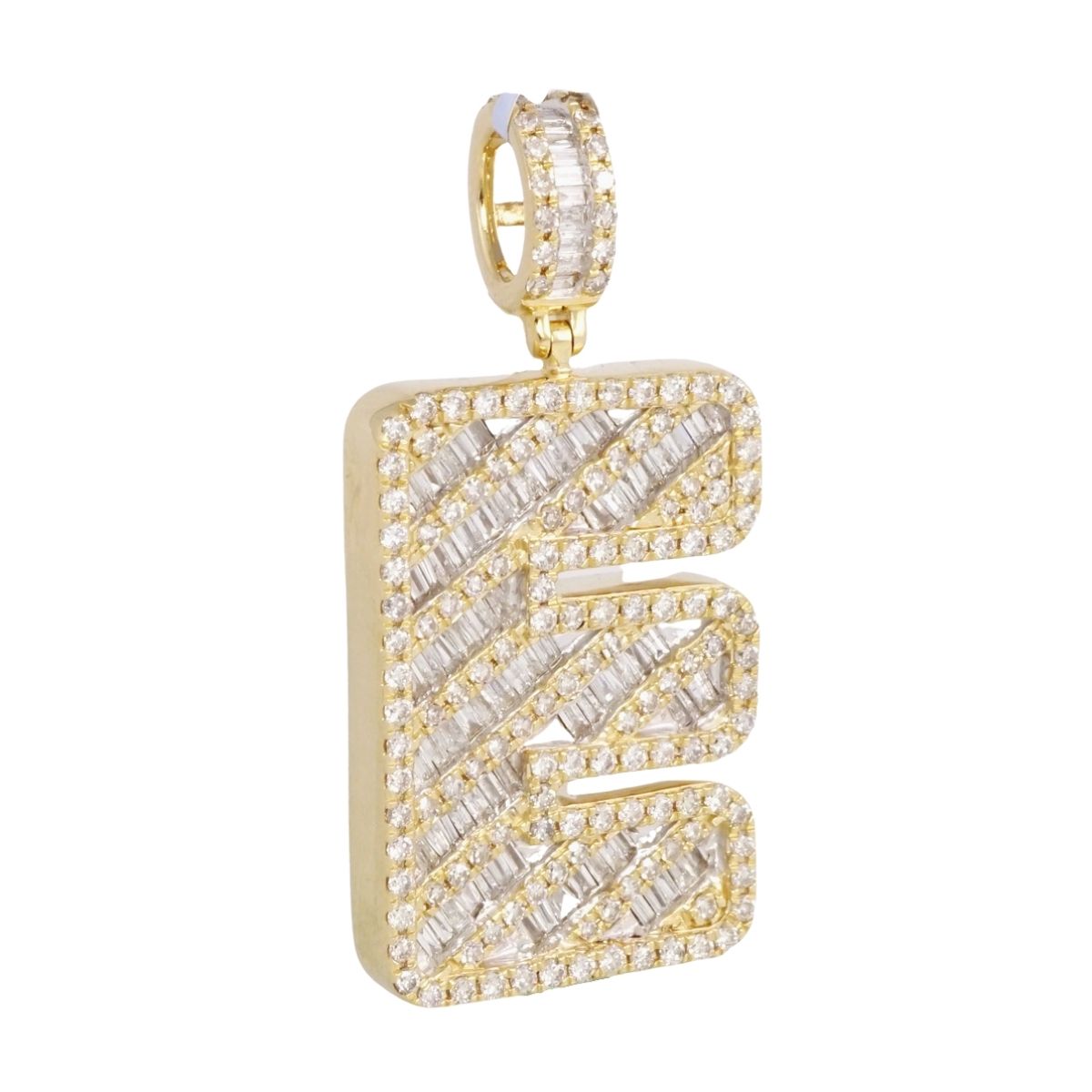 14k Gold Diamond Initial E Pendant image 2