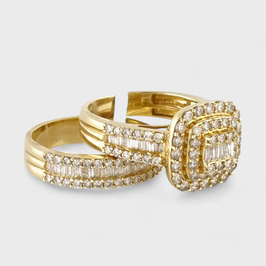 14k Yellow Gold Diamond Step Square Pyramid Ring image 1