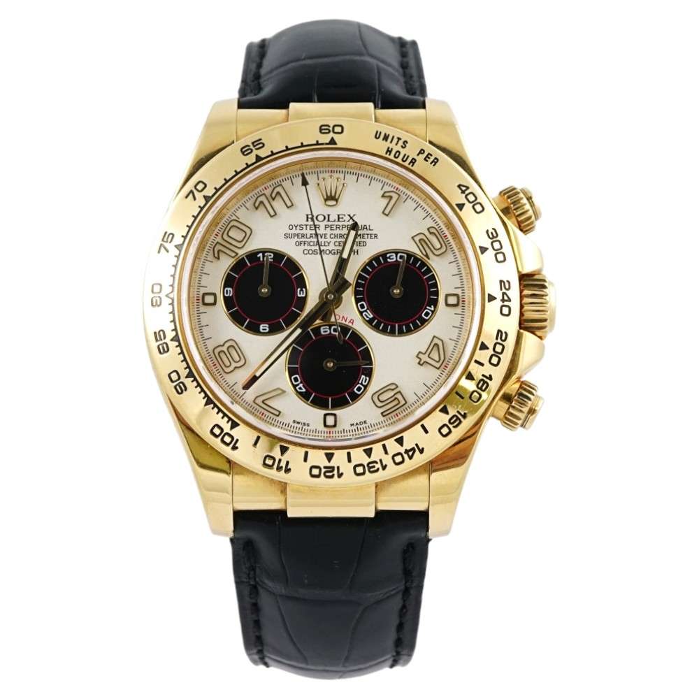 Rolex Daytona 18k Yellow Gold Black Leather Strap 40mm - Pre-Owned image 0