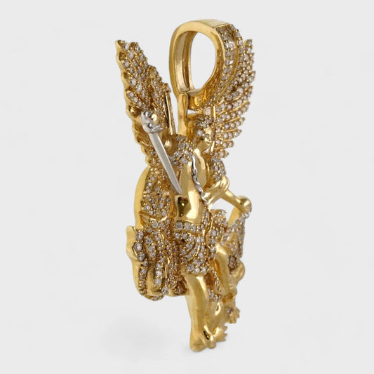 14k Yellow Gold Diamond Archangel Pendant image 1