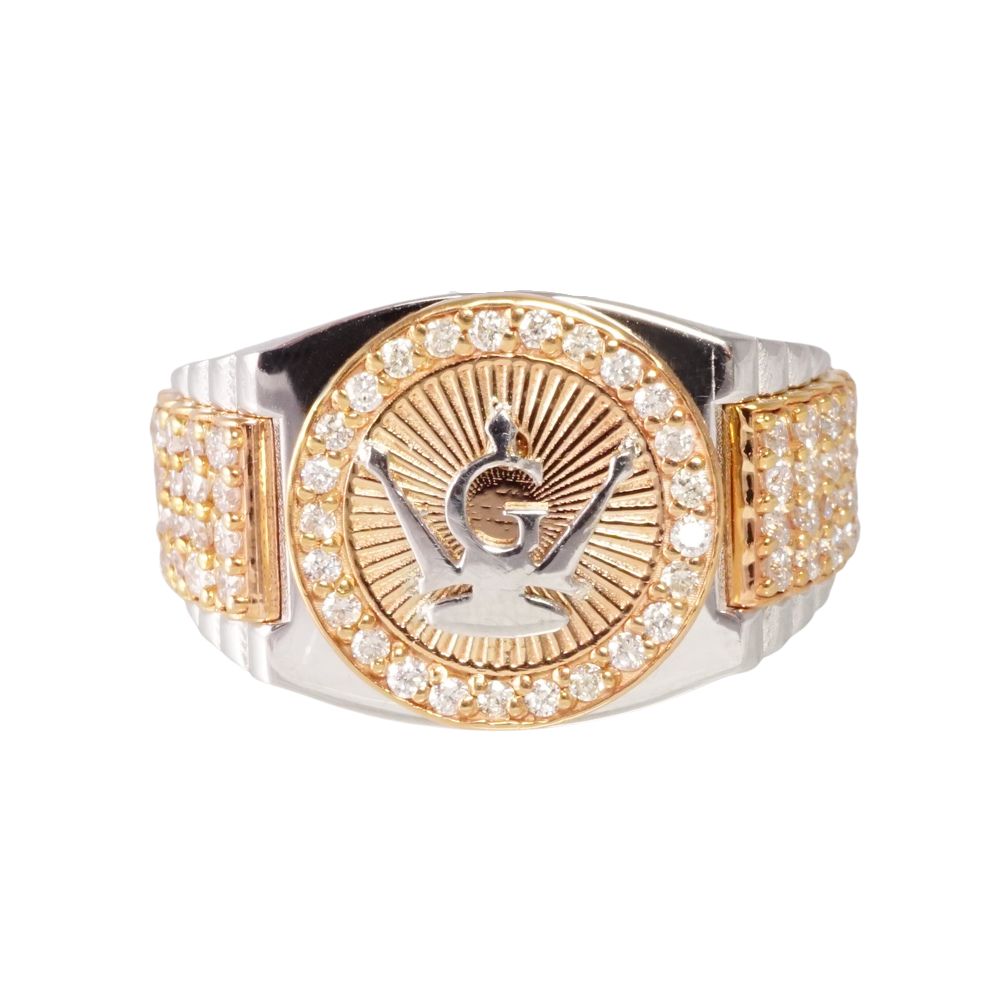 14k Crown Gold Diamond Ring image 2