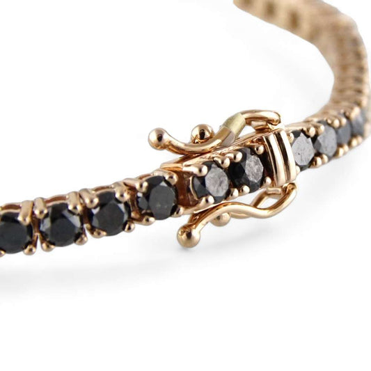 14k Rose Gold Black Diamonds Tennis Bracelet image 1