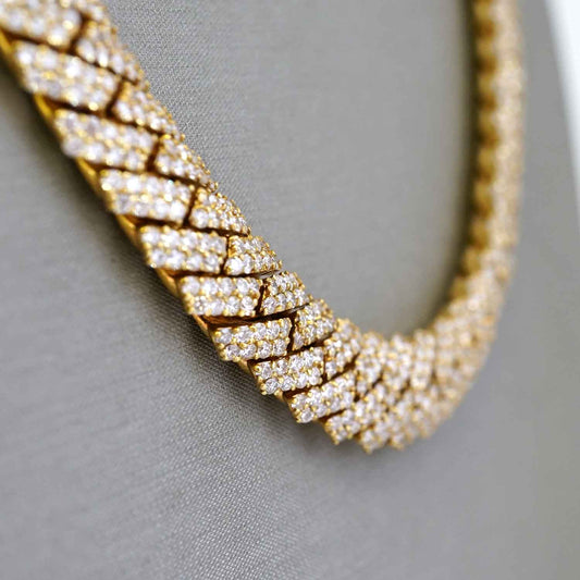 10k Yellow Gold Full Diamond Prong Setting Chain image 1