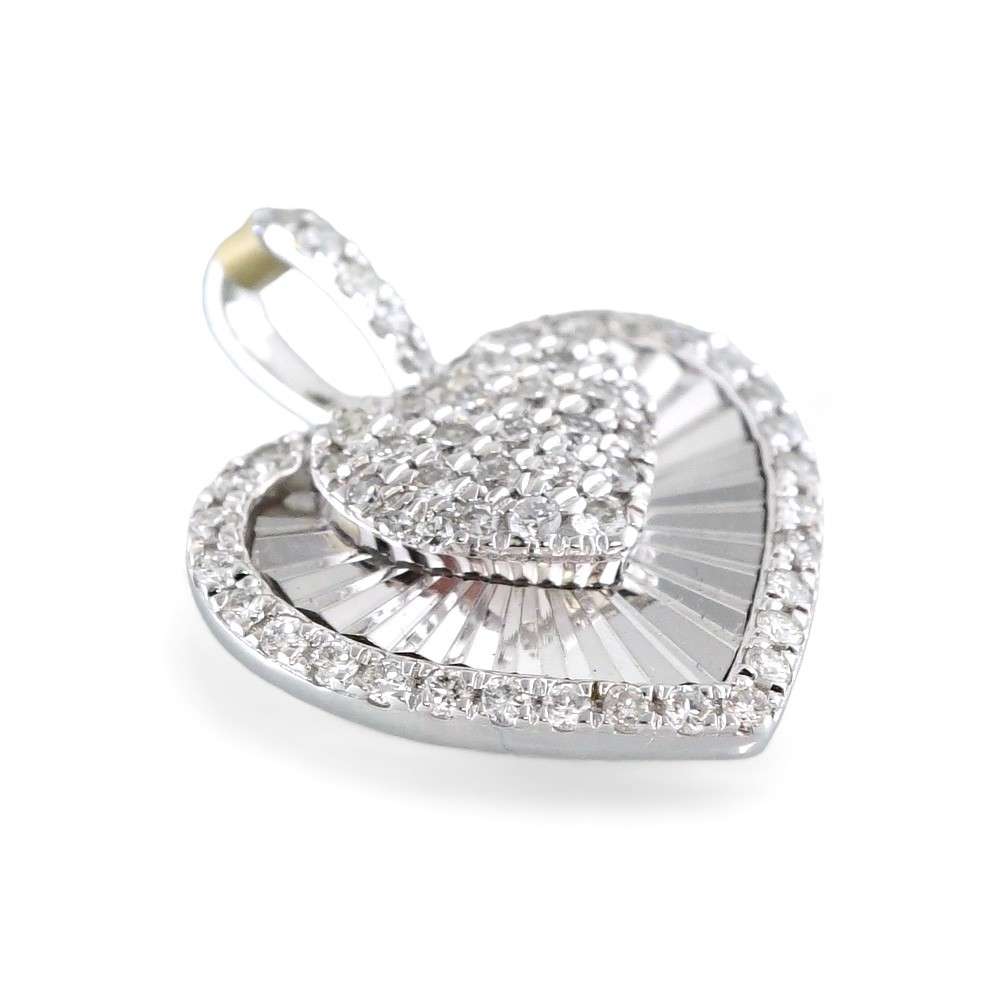 10k White Gold Diamond Heart Charm image 2