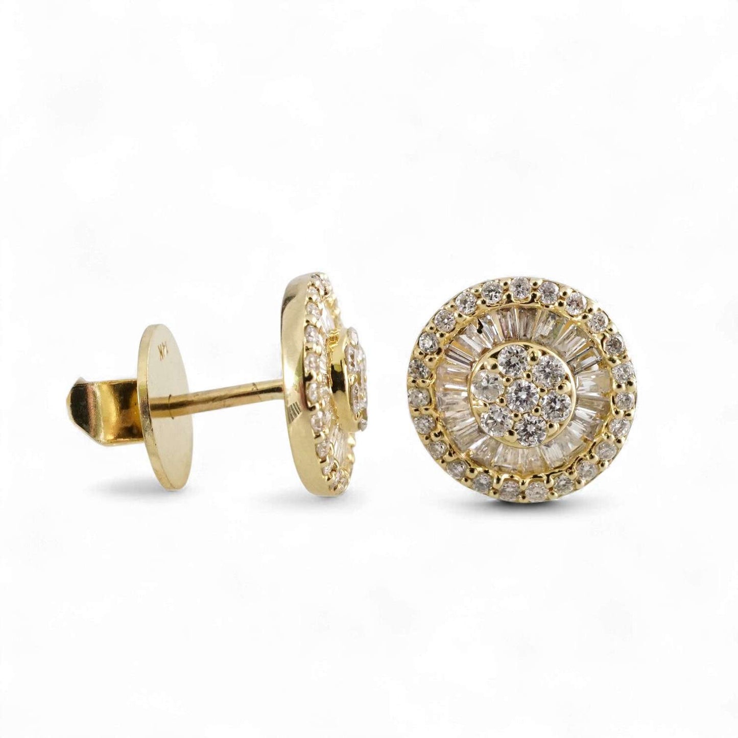 Round Diamond Earrings in 14k Yellow Gold image 2