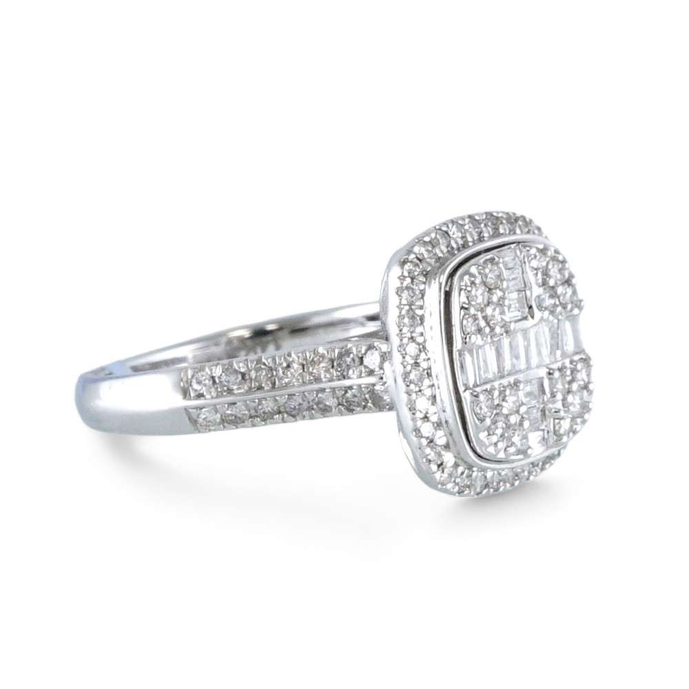 14k White Gold Diamond Square Ring image 2