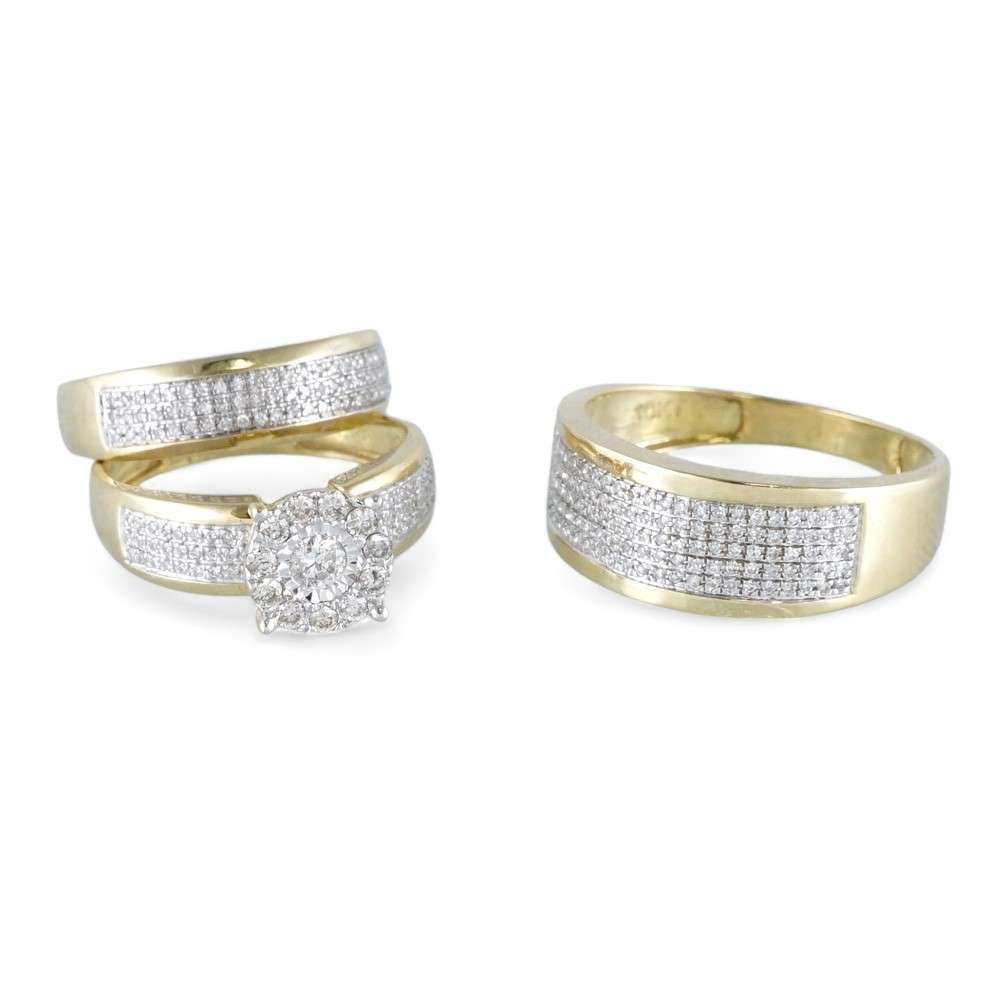 10k Yellow Gold Diamond Engagement Ring Set image 2