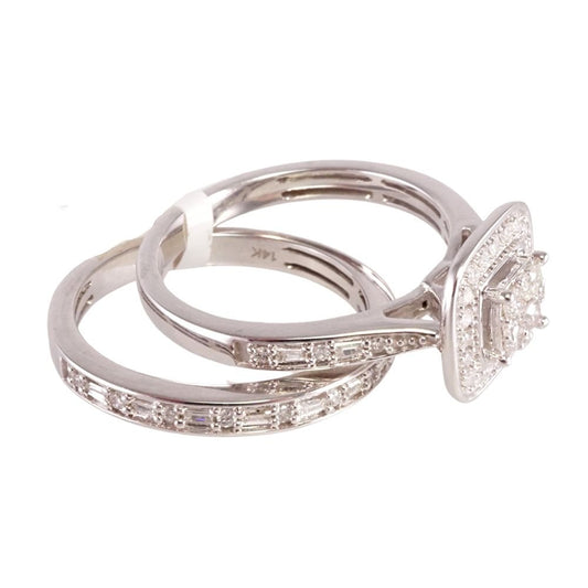 Diamond White Gold Engagement Duo Set Ring 14k image 1