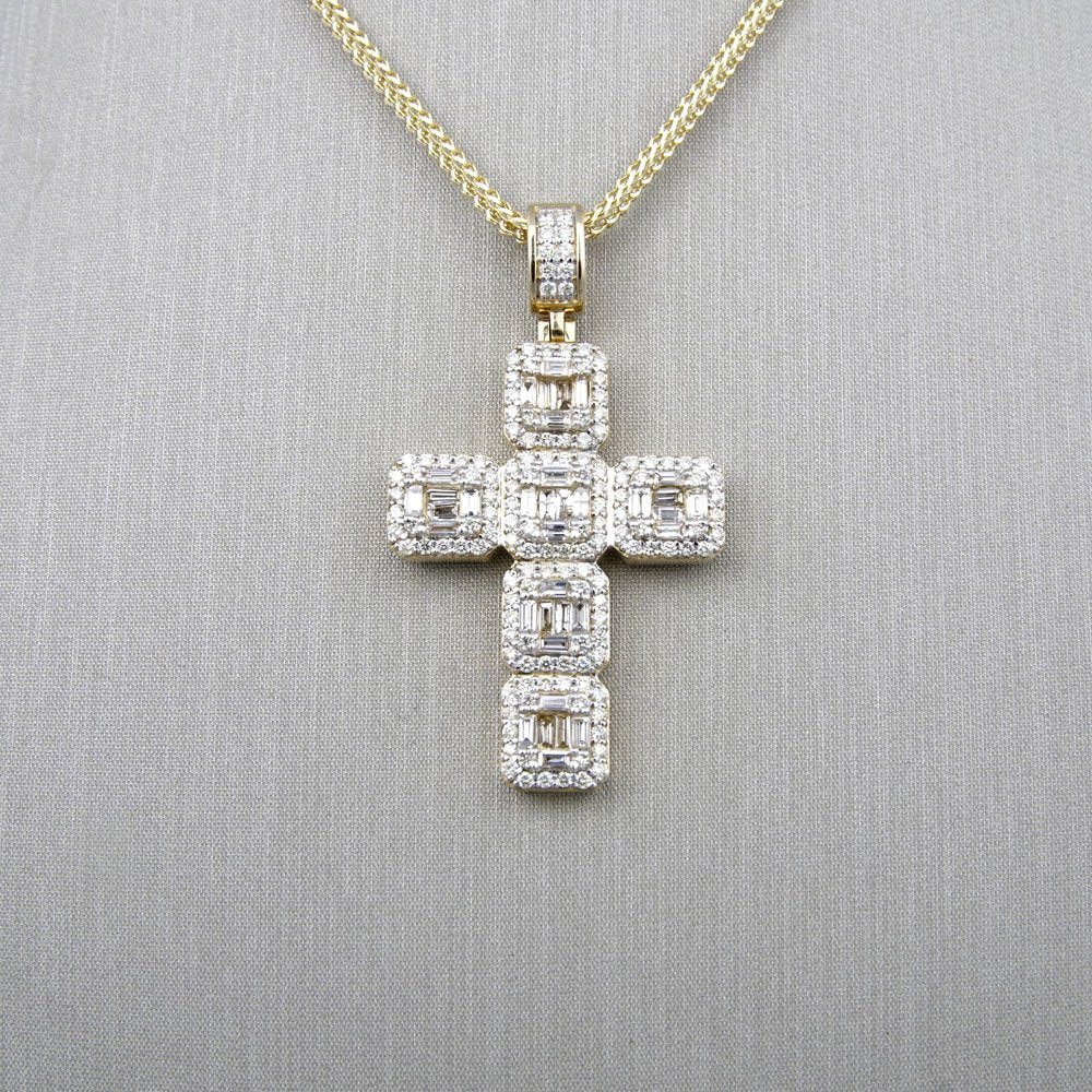 14k Gold Diamond Cross Pendant image 1