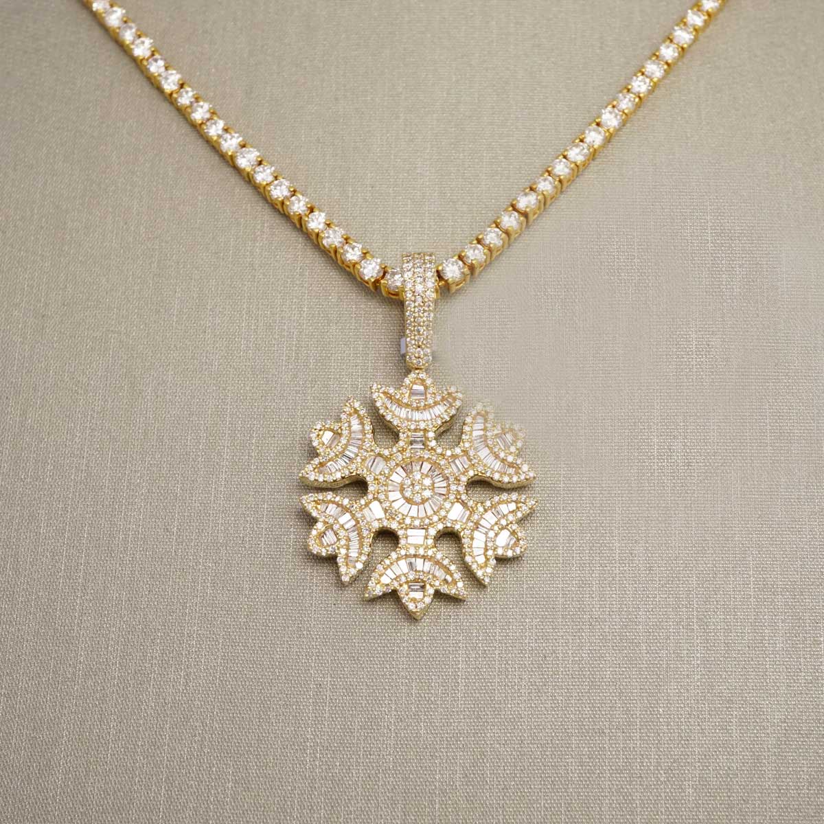 14k Yellow Gold Tennis Diamond Pendant image 2