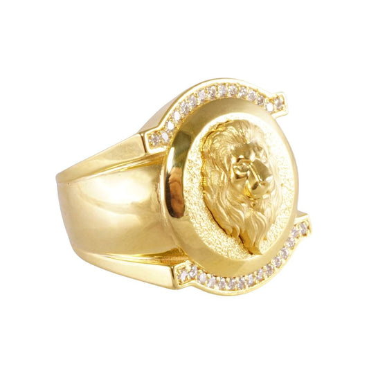 14k Yellow Gold Lion Face Ring image 1