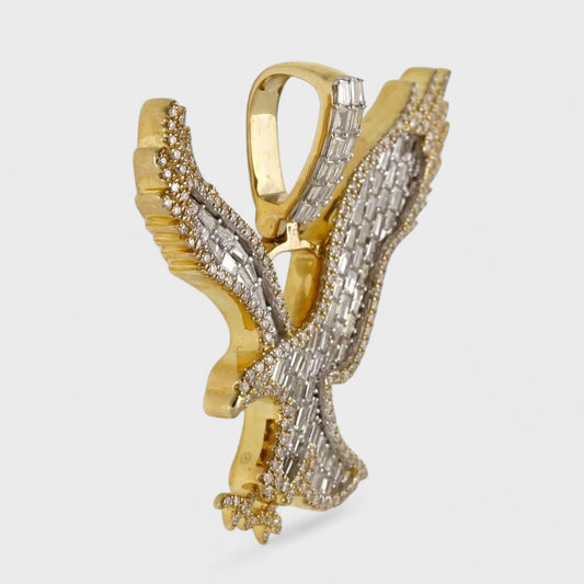10k Yellow Gold Full Diamond Eagle Pendant image 1