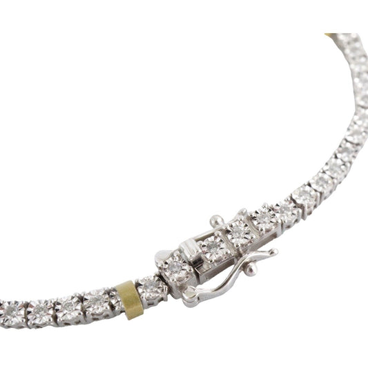 White&Yellow Gold Diamond Clover Tennis Bracelet 10k image 1