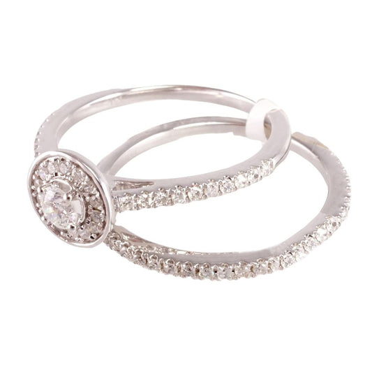 Diamond White Gold Engagement Duo Set Ring 14k image 1