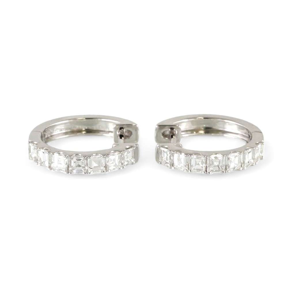 18k White Gold Diamond Hoop Earrings image 2