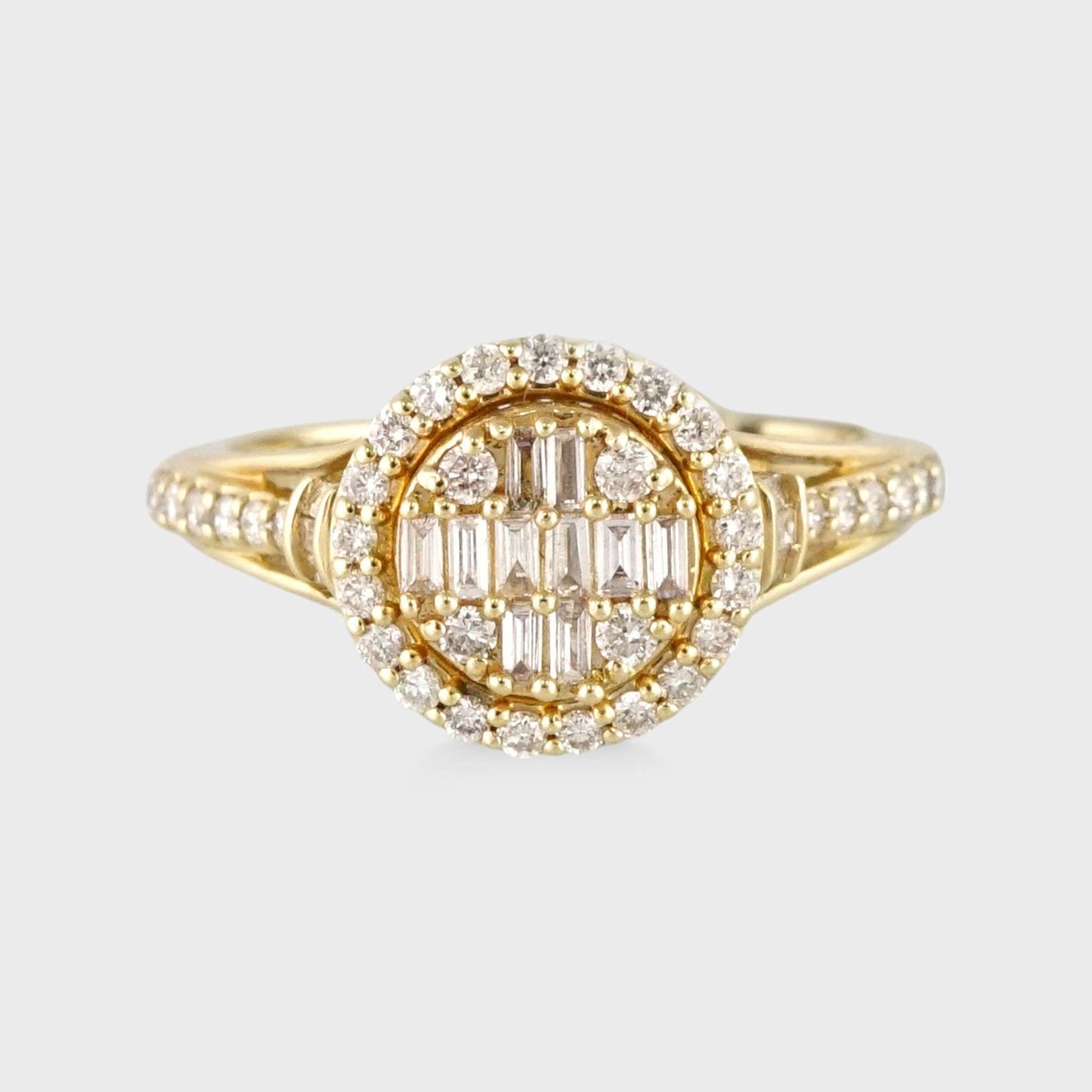 14k Yellow Gold Diamond Round Engagement Ring image 2