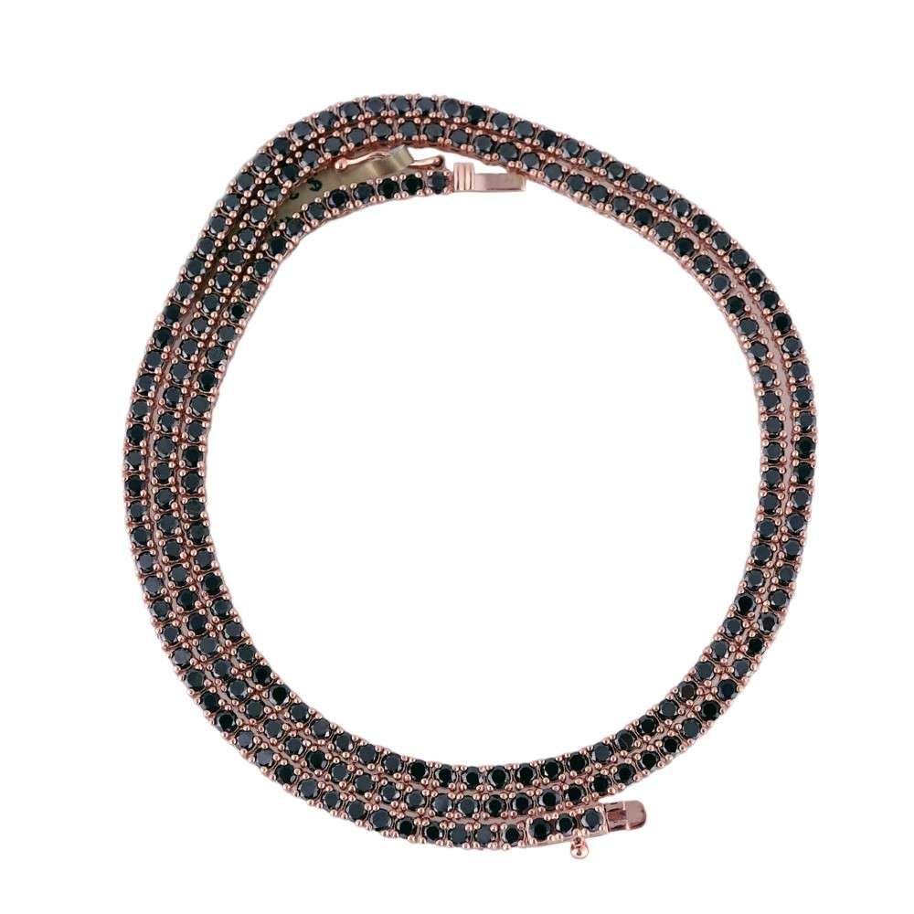 14k Rose Gold Black Diamond Tennis Chain image 3