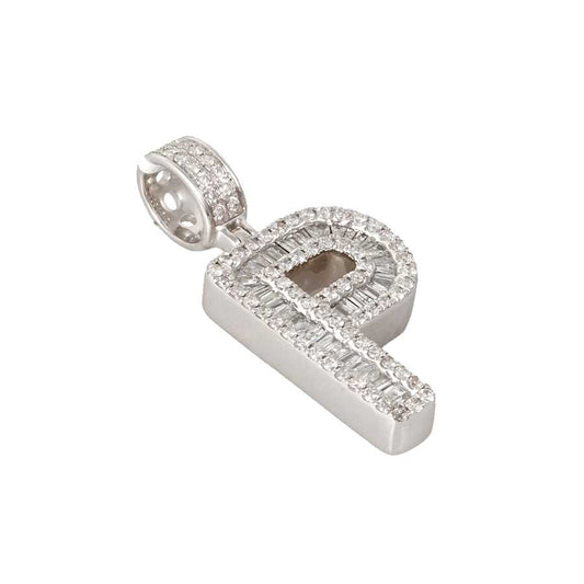 14k White Gold Diamond Letter Pendant image 1