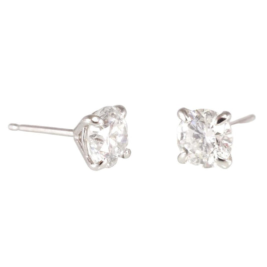 14k White Gold Diamond Stud Earrings image 1