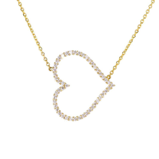 10k Yellow Gold Diamond Chain and Heart Pendant image 1