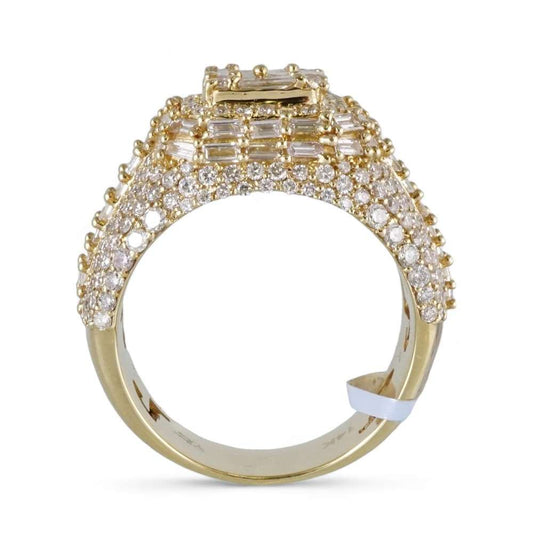Men's 14k Yellow Gold Diamond Square Ring image 1