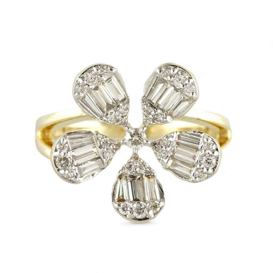 14k Yellow Gold Diamond Flower Ring image 1
