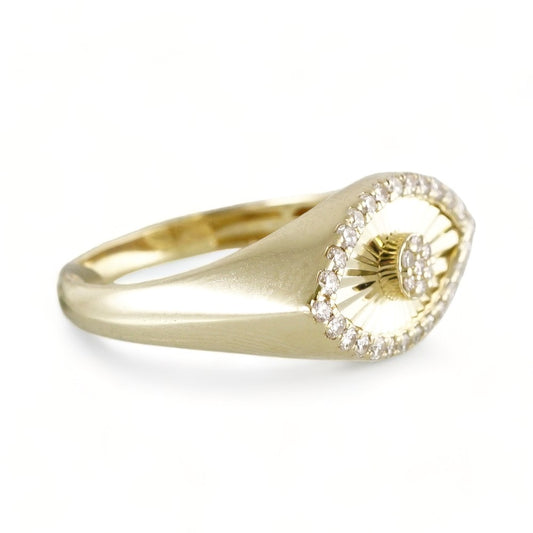10k Yellow Gold Diamond Eye Ring image 1