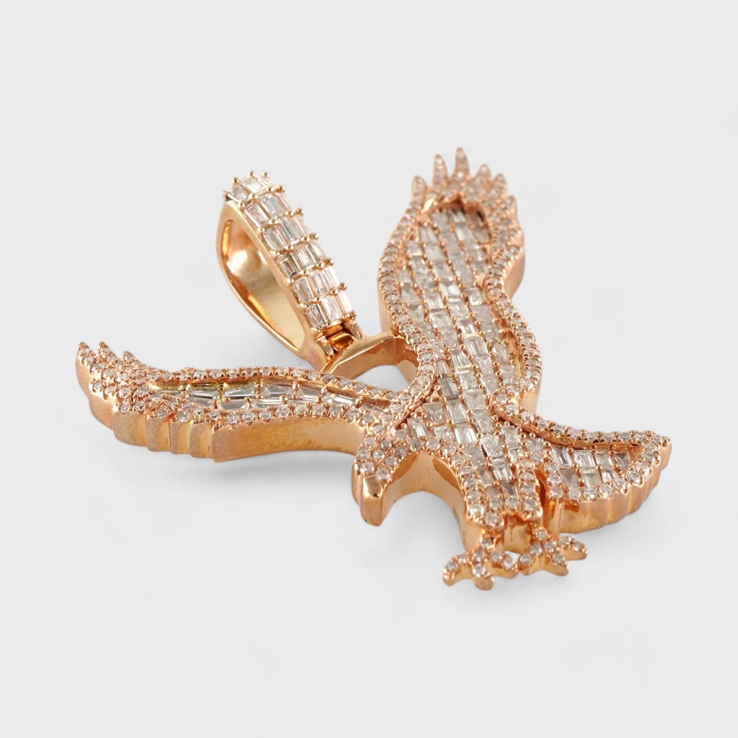 10k Rose Gold Full Diamond Eagle Pendant image 2