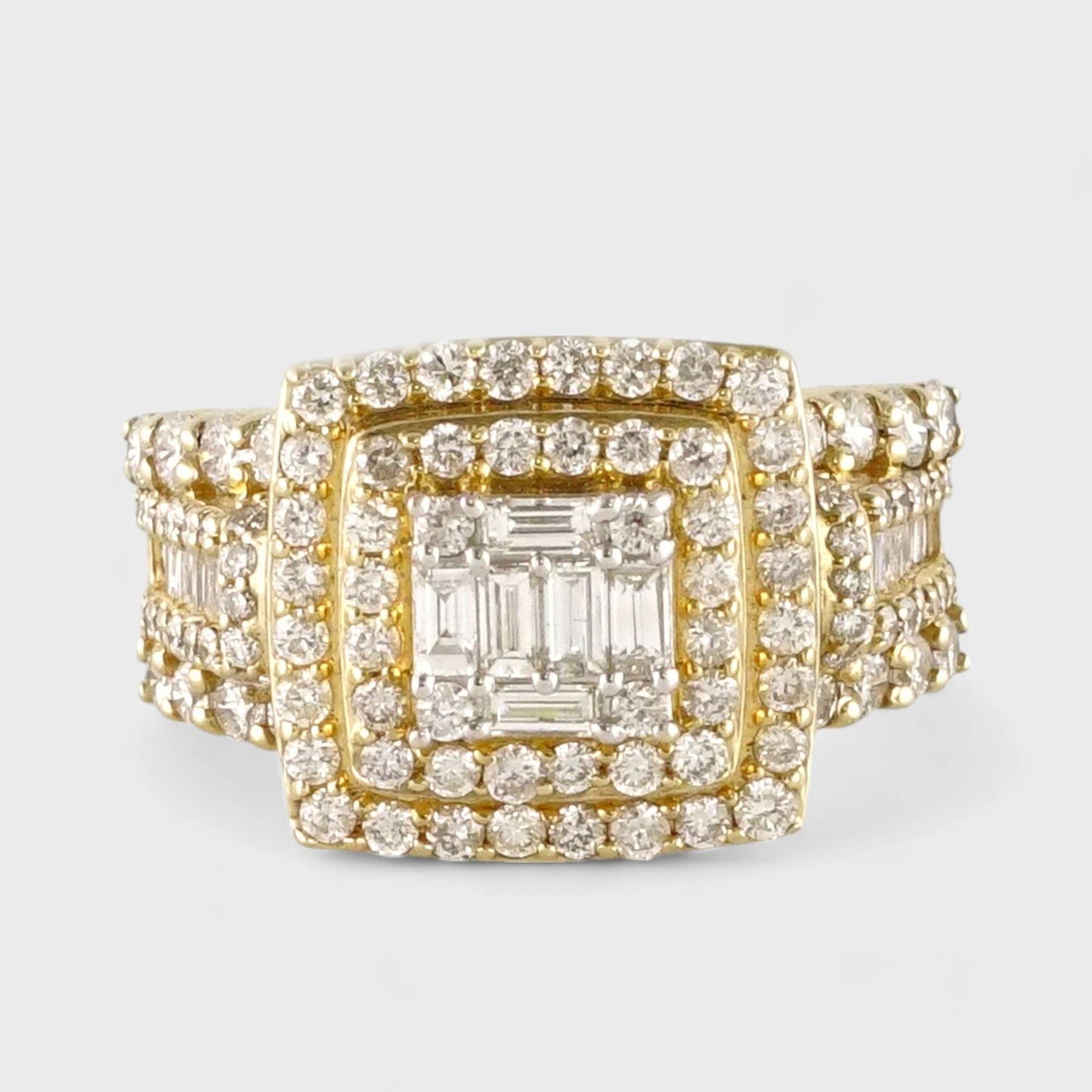 14k Yellow Gold Diamond Pyramid Ring image 2