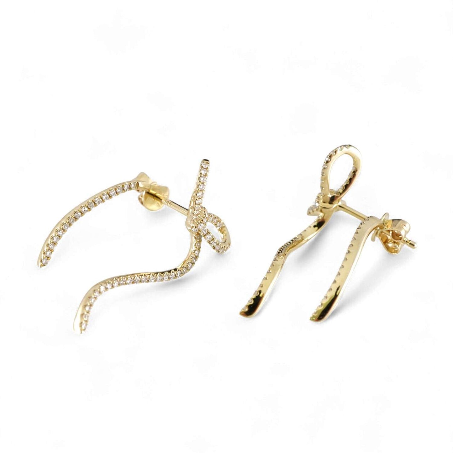 Diamond Ribbon Studs in 14k Yellow Gold image 2