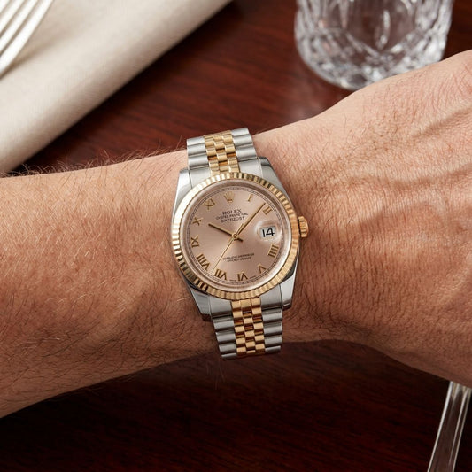 Rolex Datejust Silver Two-Tone Pink Face 36mm 116231 - Pre-Owned